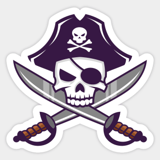 Skull with crossed sabers Sticker